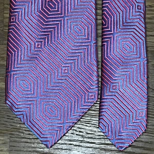 £75 THOMAS PINK MENS PINK GEO DIAMOND WEAVE MULTI COLOUR SILK UK MADE TIE Y7 - Picture 1 of 9