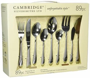 Flatware Service for 12 Stainless Steel Silverware with Hostess Set 89 Pieces - Picture 1 of 11