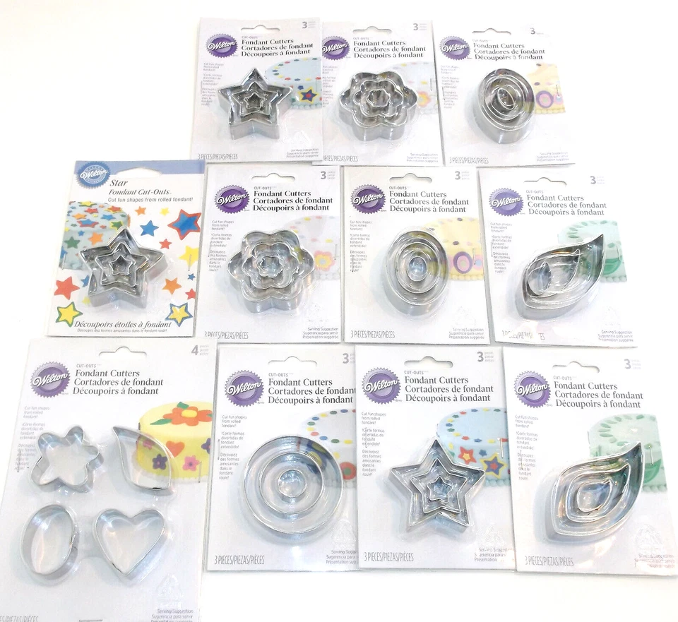 Lote de 34 cortadores de fondant Wilton decoración de pasteles galletas arcilla arte artesanal Foto 1 de 4