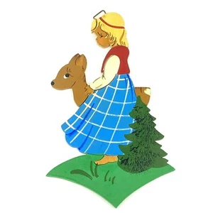 Vintage Munich Art Wooden Fairy Tale Wall Plaque Littler Brother & Sister Deer - Picture 1 of 5