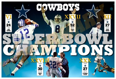 DALLAS COWBOYS ARE 5-TIME SUPER BOWL CHAMPIONS 19”x13” COMMEMORATIVE POSTER Cover