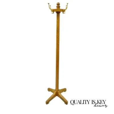 Antique BL Marble Chair Co. Oak Wood Revolving Arts & Crafts Coat Tree Stand - Image 1 of 4