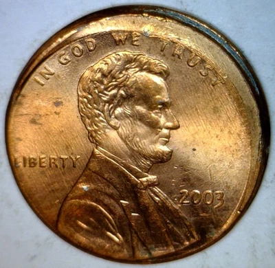 2003 ERROR OFF CENTER Lincoln Cent Unc. / BU O/C Coin  RARE DATE  NR  FREE SHIP - Image 1 of 2
