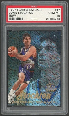 1997 Flair Showcase Row 1 John Stockton #47 PSA 10 (Pop 6) - Image 1 of 2