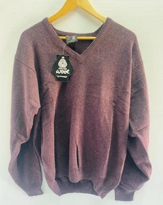 Vintage Mens L Pure New Wool Knitted Long Sleeve V Neck Jumper Pullover NWT. - Bild 1 von 13