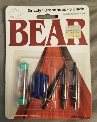 De Colección Bear Grizzley Tiro con Arco - Tres (3) Cuchillas Cabezas Anchas #5304 - Nuevo de Lote Antiguo Paquete de 3 Foto 1 de 4