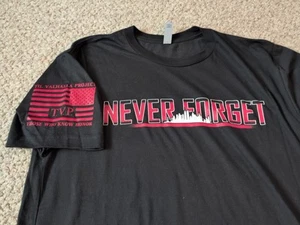 NWOT TIL VALHALLA PROJECT TVP MENS NEVER FORGET 9/11 LARGE TSHIRT RARE PROMO OOP - Picture 1 of 3