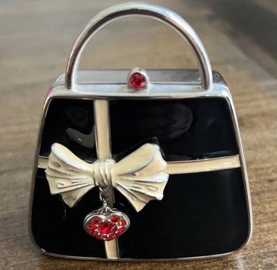 PartyLite Black Lacquer Purse Tea Light Votive in w/Red Rhinestones - Photo 1/4