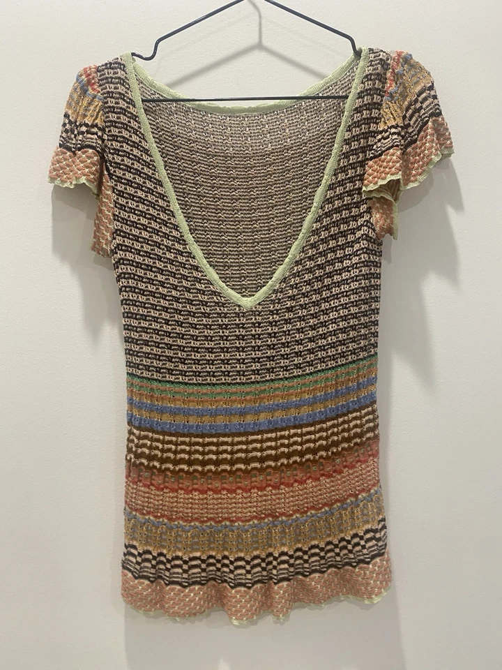 Top Missoni Flutter Manga Tejido Lana Rayón Profundo V Talla L 12 44 Hecho en Italia Foto 1 de 4
