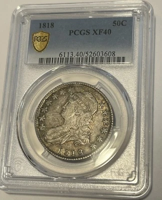 1818 Capped Bust Half Dollar 50C US Silver Coin O-108 “Pincher 8s” PCGS XF40 - Image 1 of 4