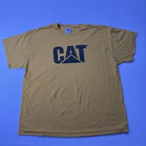 CAT Herren 2XL Caterpillar Gelb Kurzarm T-Shirt Arbeitsgerät Grunge Fleck - Bild 1 von 11