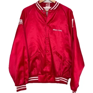 Vintage Cardinal Bomber XL Red Mary Kay Superior Pest Control Co. Satin Jacket - Picture 1 of 11