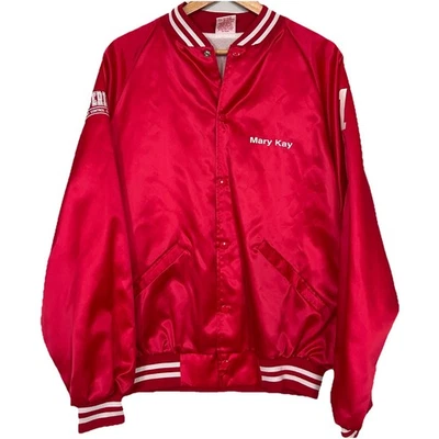 Vintage Cardinal Bomber XL Red Mary Kay Superior Pest Control Co. Satin Jacket - Image 1 of 4