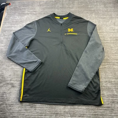 Michigan Wolverines Jordan Sweater Mens XL Gray Quarter Zip Nike Dri Fit - Image 1 of 4