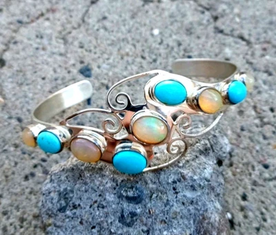 Браслет-манжета из стерлингового эфиопского опала и спящей красавицы бирюза - JAY KING DTR - Изображение 1 из 4