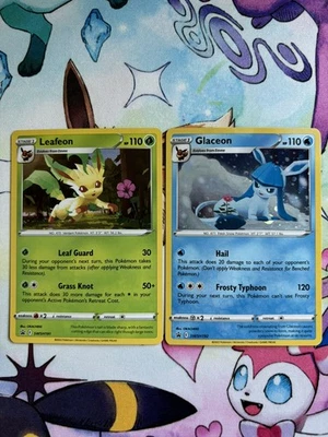 Glaceon SWSH192 & Leafeon SWSH191 Sword & Shield Promo Cards Cosmos Holo LP - Image 1 of 3