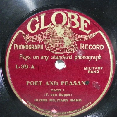 Globe Military Band c1920s Poet and Peasant Parts 1 & 2  Globe L-39 78 RPM - Image 1 of 4