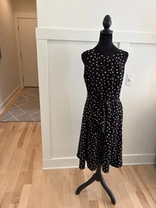 Vtg As Seen On Friends Alternative Elle Women SZ 8 Midi Polka Dot Dress Black - Picture 1 of 8