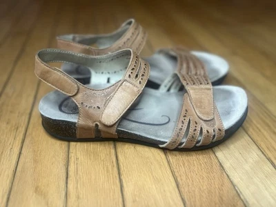 Abeo Bijou Sandal Open Toe Tan Wedge Leather Hook and Loop WN10 - Image 1 of 4