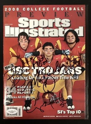 Mark Sanchez Signed Sports Illustrated 8/11/08 NoLabel Cushing Maualuga Auto JSA - Image 1 of 4