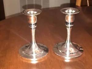 Juego de 2 plateros genuinos Oneida de 4" portavelas de placa plateada EE. UU. - Imagen 1 de 3