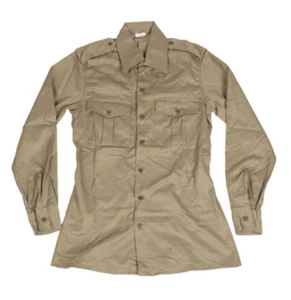 Italian Army Shirt Fatigue Surplus Chino Khaki Military Long Sleeve Tan Medium - Picture 1 of 1