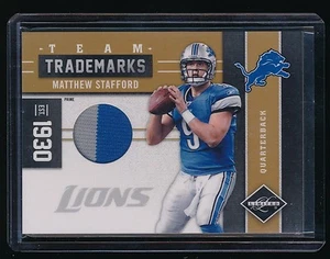 MATTHEW STAFFORD 2011 LIMITED TEAM TRADEMARKS MATERIAL PATCH 09/50 DETROIT LIONS - Picture 1 of 1