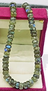 Natural Labradorite Blue Fire Black Moonstone Beads Faceted 15 inch 8mm T36 , - Picture 1 of 5