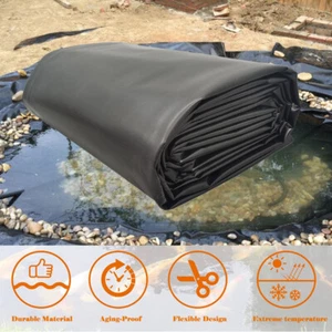 Black 20*20ft Flexible Water Garden Fish Pond Liner Elasticity 0.3mmm Thickness - Picture 1 of 23