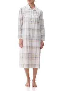 Women's Givoni Cotton Flannelette Mid Length Nightie PJS Grey Check (Skyler 85S) - Bild 1 von 4
