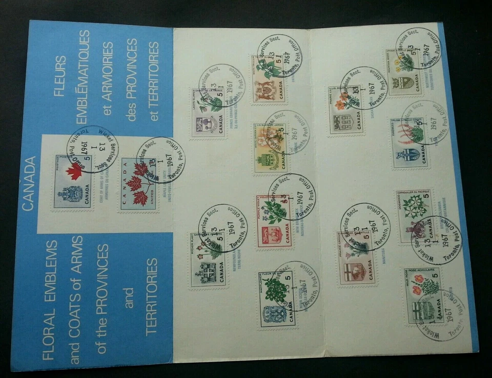 [SJ] Canada Floral Emblems Coats Of Arms Territory 1967 Souvenir Card *see scan - Image 1 of 4