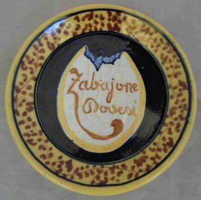 PIATTINO CERAMICA PUBBLICITARIA ZABAIONE DOVESI FARINA FAENZA FUTURISTA RARO - Immagine 1 di 4