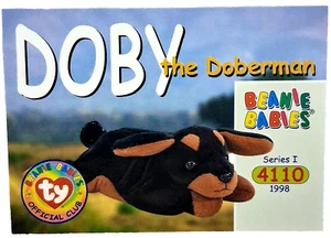 DOBY THE DOBERMAN 1998 TY BEANIE BABIES 4110 SERIES 1 BBOC #69 TRADING CARD NR - Picture 1 of 3
