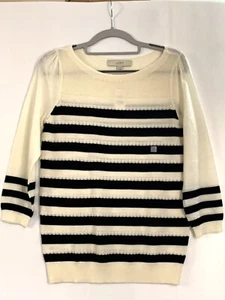 Ann Taylor LOFT Striped Popcorn Stitch Sweater ~ Black/Ivory ~ Small - Picture 1 of 5