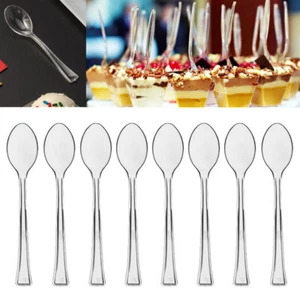 320ct Mini Plastic Spoons Small Clear Sample Taster Dessert Disposable Appetizer - Picture 1 of 1