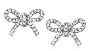 1.24ct Naturale Diamante Rotondo 14k Solido Bianco Oro Matrimonio Arco Orecchini - Foto 1 di 3