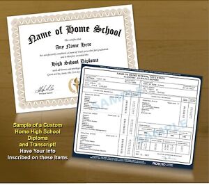 Personalized Custom Home School Diploma and Transcript High School Education GED