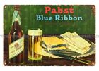 1924 BEER PABST BLUE RIBBON BREW metal tin sign artwork stores plaque