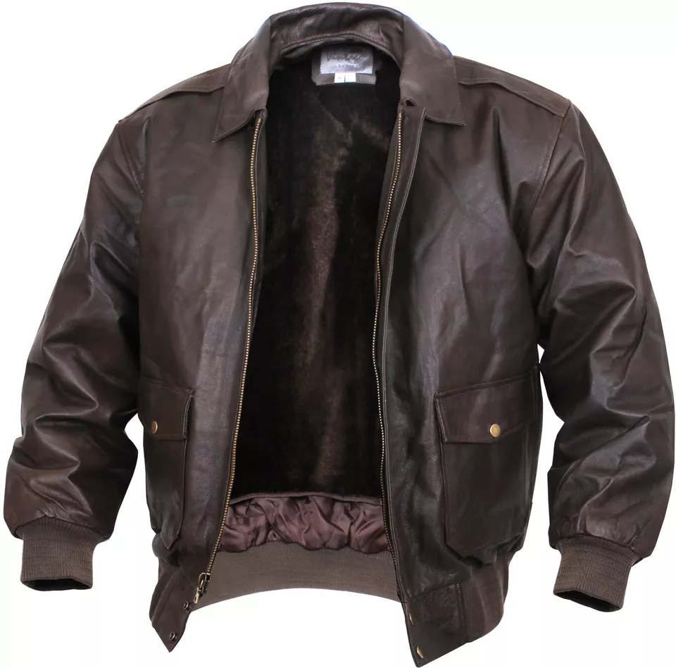 Brown Thick Heavy Leather Classic A-2 Flight Jacket - Image 1 of 1