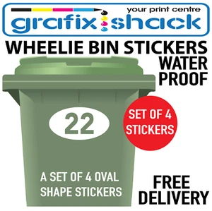 x4 WHEELIE BIN NUMBER CUSTOM HOUSE NUMBERS DOOR NUMBERS WATERPROOF STICKERS - Picture 1 of 2