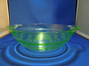 Antique Depression Vaseline Glass Green Small Mixing Bowl Ribbed Pattern - Picture 1 of 12