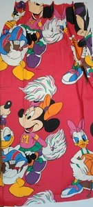 2 Vtg Mickey Mouse & Friends Walt Disney Sports Red Curtain Panels Minnie Daisy - Picture 1 of 17