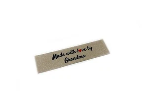 Made with Love by Grandma Labels In Silver - Flat 15x50 - 40 Pack - Sew On - Picture 1 of 1