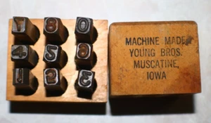 Vintage Young Bros. Machine Made Metall Nummer Stempel 0-9 1/4" 84-4143 - Bild 1 von 11