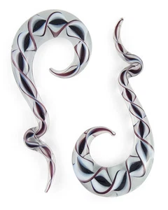 Par de medidores de gotas rizadas de vidrio de cinta blanco y negro - Imagen 1 de 1