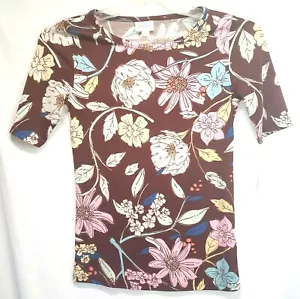 LulaRoe Camisa de manga corta de mujer Jersey Borgoña Floral Sz XS - Imagen 1 de 7