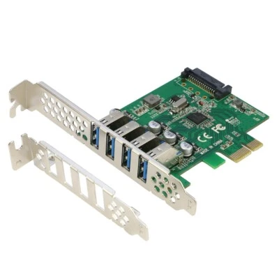 4 Port PCI-e USB 3.0 Expansion Adapter Card 5Gbps, NEC Chip,Low Profile Bracket - Image 1 of 4