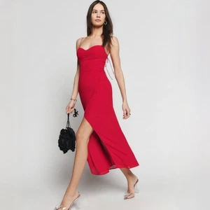 Reformation Kourtney Kleid - rot - Midikleid - Träger - Größe 12 - Bild 1 von 9
