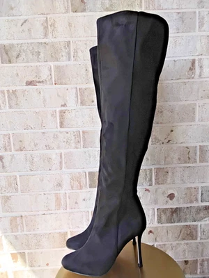 Jessica Simpson Nicolosi Sobre la Rodilla Negro Stiletto Tacón Alto Botas Talla 9.5 Foto 1 de 4