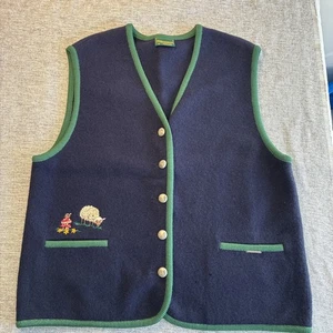Geiger Damen Gr. 48 reine Schurwolle Pullover Weste Bauern Pilze bestickt - Bild 1 von 18